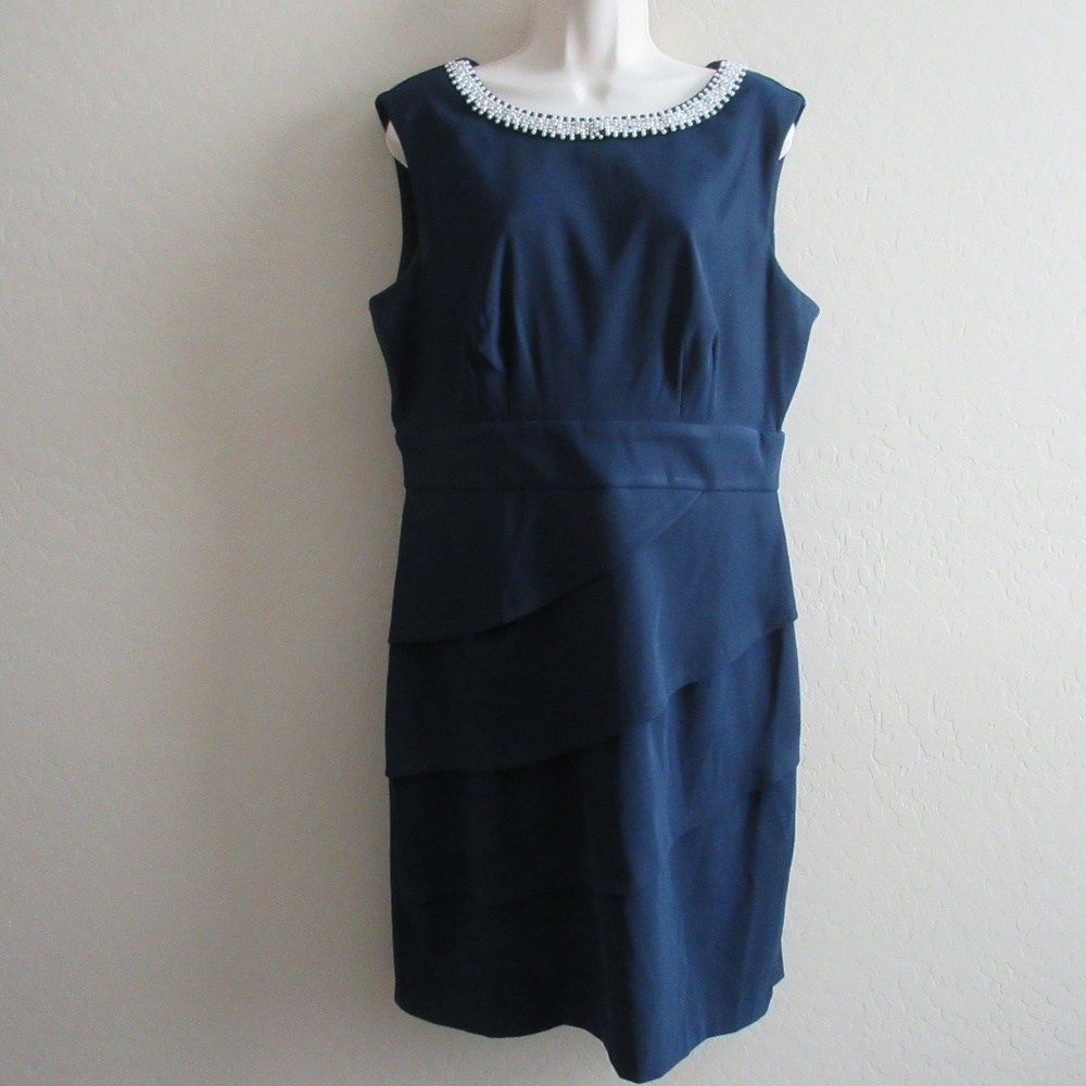 Connected Apparel Dress Sleeveless Blue Size 14